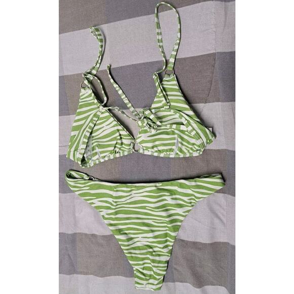 Soly Hux 3 Piece Swimsuits Triangle Bikini with Mesh Beach skirt Green Size S - Picture 9 of 14